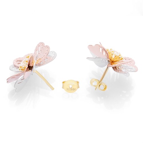 Bông Tai Bạc Nữ Đính Đá Mạ Vàng 18K AvaJi AVJ.E000137.00 Màu Vàng