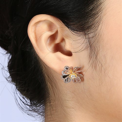 Bông Tai Bạc Nữ Đính Đá Mạ Vàng 18K AvaJi AVJ.E000137.00 Màu Vàng