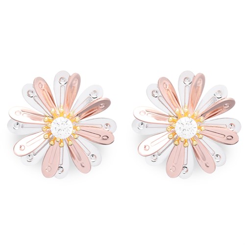 Bông Tai Bạc Nữ Đính Đá Mạ Vàng 18K AvaJi AVJ.E000138.00 Màu Vàng