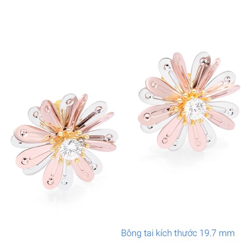 Bông Tai Bạc Nữ Đính Đá Mạ Vàng 18K AvaJi AVJ.E000138.00 Màu Vàng