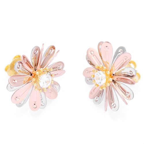 Bông Tai Bạc Nữ Đính Đá Mạ Vàng 18K AvaJi AVJ.E000138.00 Màu Vàng