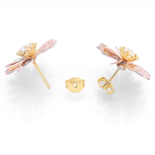 Bông Tai Bạc Nữ Đính Đá Mạ Vàng 18K AvaJi AVJ.E000138.00 Màu Vàng