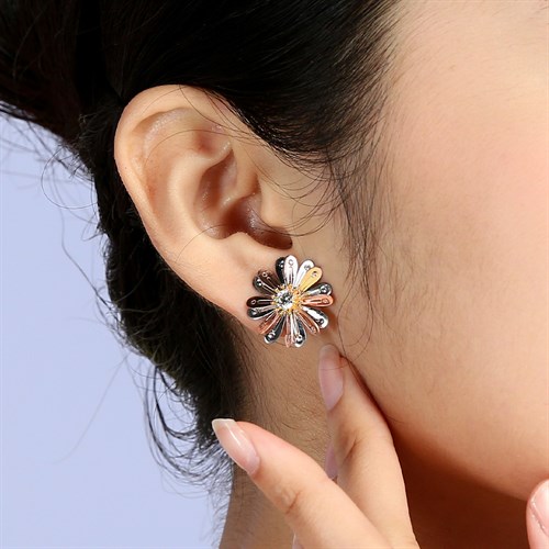 Bông Tai Bạc Nữ Đính Đá Mạ Vàng 18K AvaJi AVJ.E000138.00 Màu Vàng