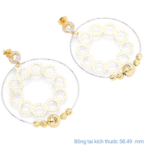 Bông Tai Bạc Nữ Đính Đá Mạ Vàng 18K AvaJi AVJ.E000141.00 Màu Vàng