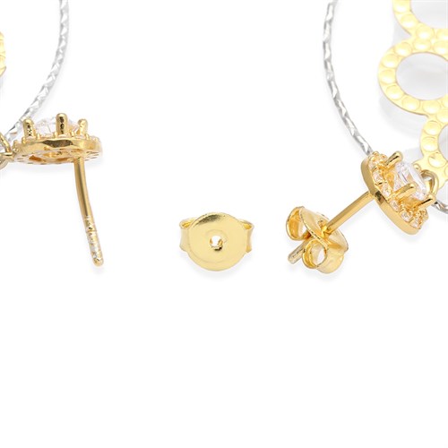 Bông Tai Bạc Nữ Đính Đá Mạ Vàng 18K AvaJi AVJ.E000141.00 Màu Vàng