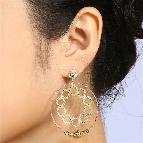 Bông Tai Bạc Nữ Đính Đá Mạ Vàng 18K AvaJi AVJ.E000141.00 Màu Vàng