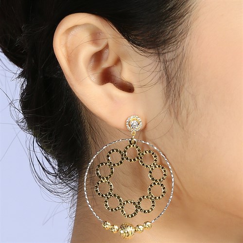 Bông Tai Bạc Nữ Đính Đá Mạ Vàng 18K AvaJi AVJ.E000141.00 Màu Vàng