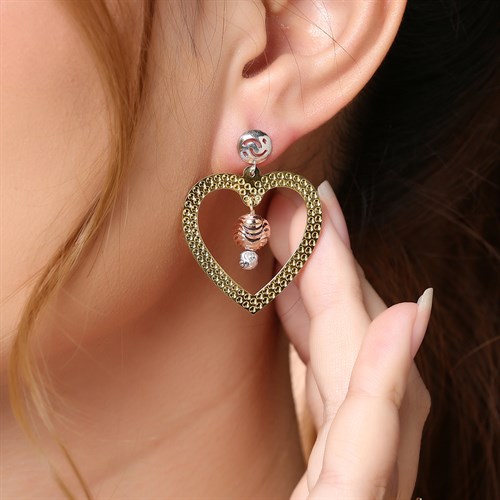 Bông Tai Bạc Nữ Đính Đá Mạ Vàng 18K AvaJi AVJ.E000142.00 Màu Vàng