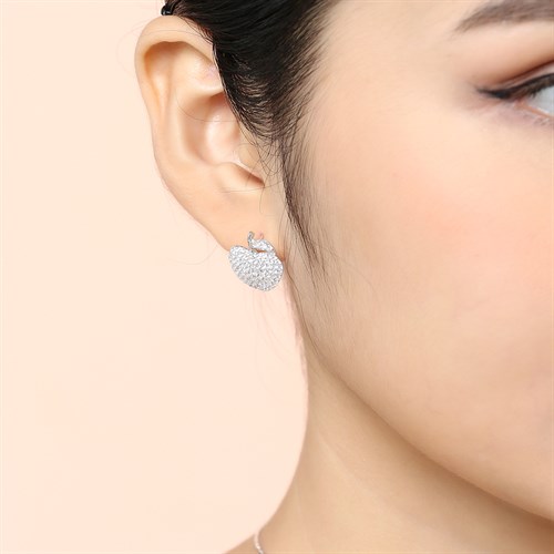 Bông Tai Bạc Nữ Đính Đá Mạ Vàng Trắng AvaJi AVJ.E000145.00 Màu Bạc