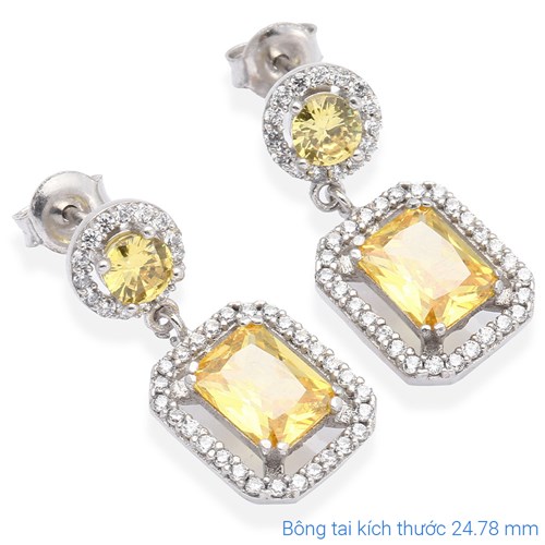 Bông Tai Bạc Nữ Đính Đá Mạ Vàng Trắng AvaJi AVJ.E000146.00 Màu Bạc