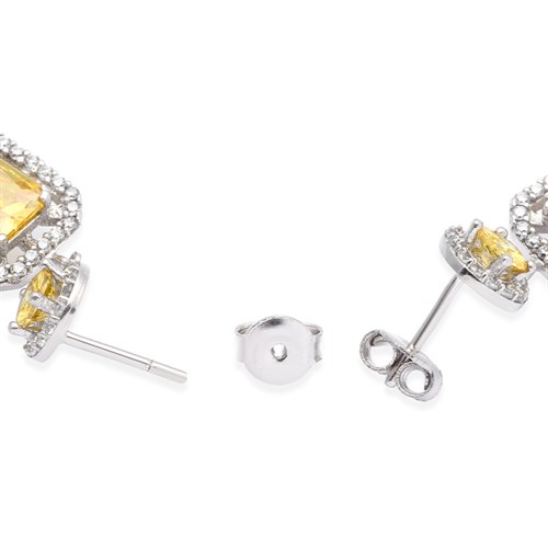 Bông Tai Bạc Nữ Đính Đá Mạ Vàng Trắng AvaJi AVJ.E000146.00 Màu Bạc