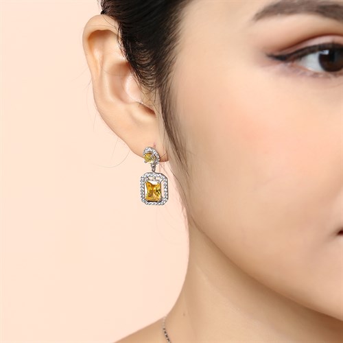 Bông Tai Bạc Nữ Đính Đá Mạ Vàng Trắng AvaJi AVJ.E000146.00 Màu Bạc