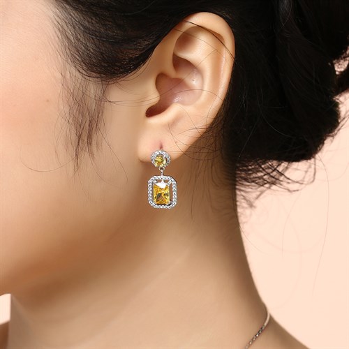 Bông Tai Bạc Nữ Đính Đá Mạ Vàng Trắng AvaJi AVJ.E000146.00 Màu Bạc