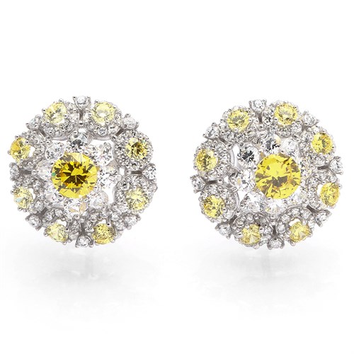 Bông Tai Bạc Nữ Đính Đá Mạ Vàng Trắng AvaJi AVJ.E000147.00 Màu Bạc