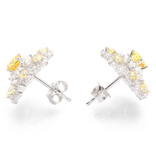 Bông Tai Bạc Nữ Đính Đá Mạ Vàng Trắng AvaJi AVJ.E000147.00 Màu Bạc