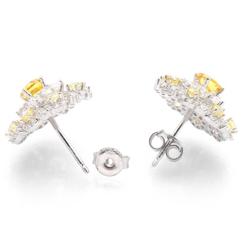 Bông Tai Bạc Nữ Đính Đá Mạ Vàng Trắng AvaJi AVJ.E000147.00 Màu Bạc