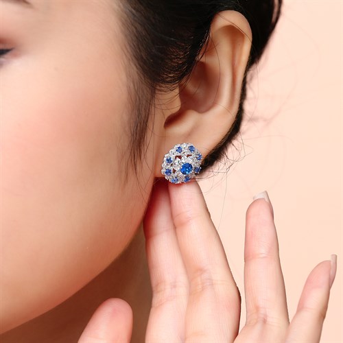 Bông Tai Bạc Nữ Đính Đá Mạ Vàng Trắng AvaJi AVJ.E000148.00 Màu Bạc