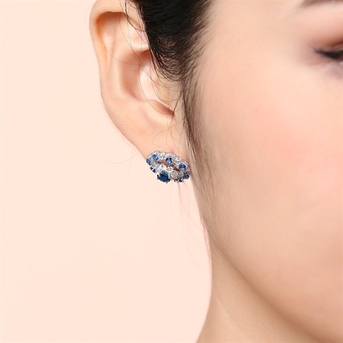 Bông Tai Bạc Nữ Đính Đá Mạ Vàng Trắng AvaJi AVJ.E000148.00 Màu Bạc