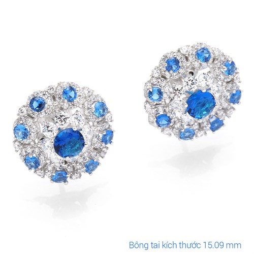 Bông Tai Bạc Nữ Đính Đá Mạ Vàng Trắng AvaJi AVJ.E000148.00 Màu Bạc