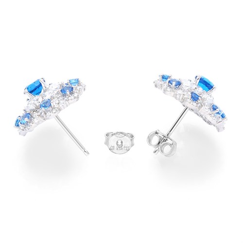 Bông Tai Bạc Nữ Đính Đá Mạ Vàng Trắng AvaJi AVJ.E000148.00 Màu Bạc