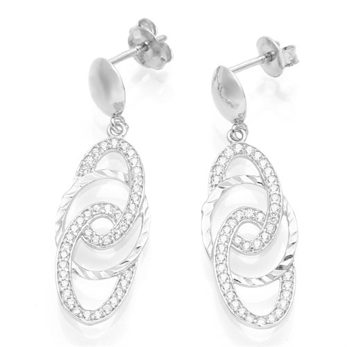 Bông Tai Bạc Nữ Đính Đá Mạ Vàng Trắng AvaJi AVJ.E000150.00 Màu Bạc