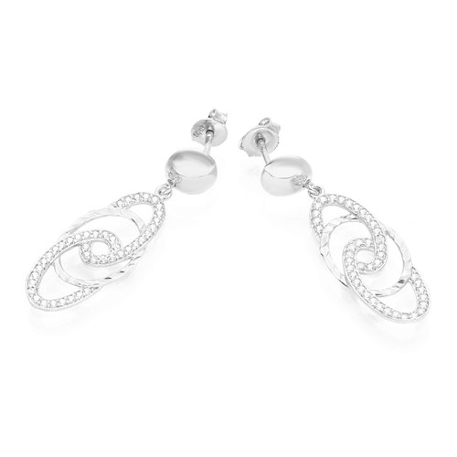 Bông Tai Bạc Nữ Đính Đá Mạ Vàng Trắng AvaJi AVJ.E000150.00 Màu Bạc