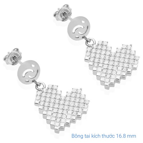 Bông Tai Bạc Nữ Đính Đá Mạ Vàng Trắng AvaJi AVJ.E000151.00 Màu Bạc