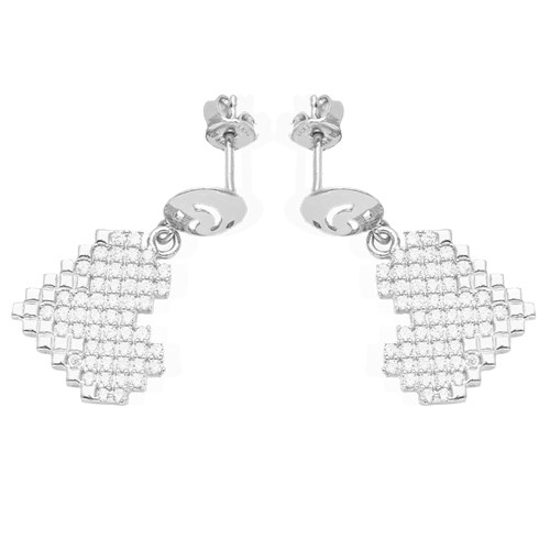 Bông Tai Bạc Nữ Đính Đá Mạ Vàng Trắng AvaJi AVJ.E000151.00 Màu Bạc