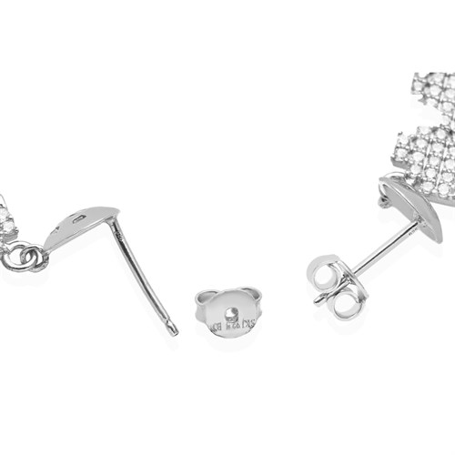 Bông Tai Bạc Nữ Đính Đá Mạ Vàng Trắng AvaJi AVJ.E000151.00 Màu Bạc