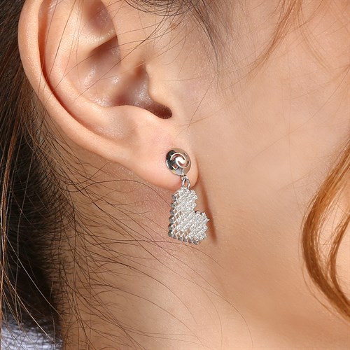 Bông Tai Bạc Nữ Đính Đá Mạ Vàng Trắng AvaJi AVJ.E000151.00 Màu Bạc