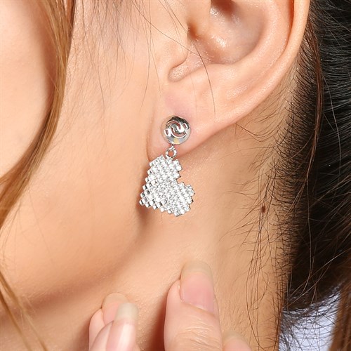 Bông Tai Bạc Nữ Đính Đá Mạ Vàng Trắng AvaJi AVJ.E000151.00 Màu Bạc
