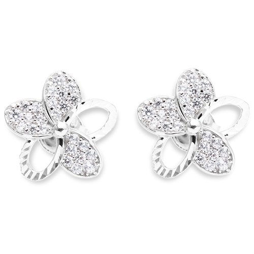 Bông Tai Bạc Nữ Đính Đá Mạ Vàng Trắng AvaJi AVJ.E000154.00 Màu Bạc