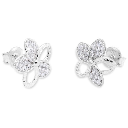 Bông Tai Bạc Nữ Đính Đá Mạ Vàng Trắng AvaJi AVJ.E000154.00 Màu Bạc