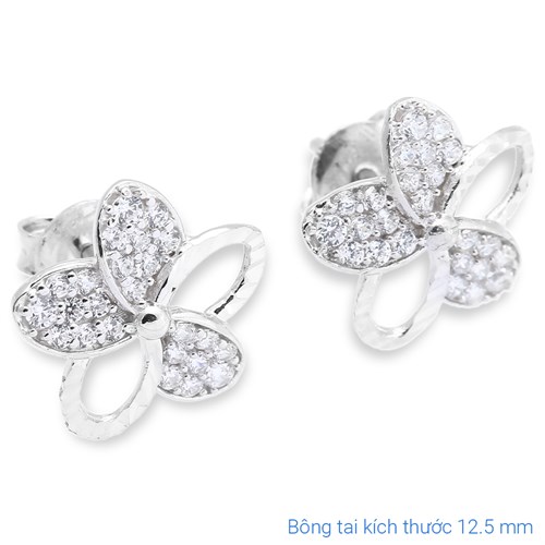 Bông Tai Bạc Nữ Đính Đá Mạ Vàng Trắng AvaJi AVJ.E000154.00 Màu Bạc