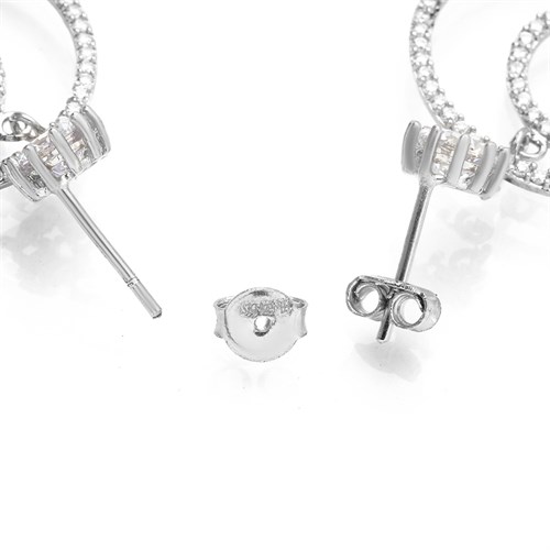 Bông Tai Bạc Nữ Đính Đá Mạ Vàng Trắng AvaJi AVJ.E000155.00 Màu Bạc