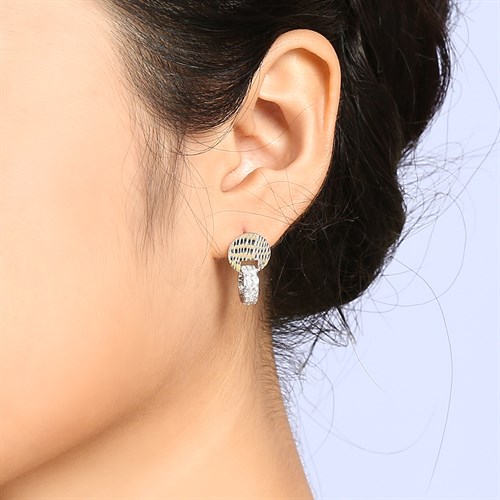 Bông Tai Bạc Nữ Đính Đá Mạ Vàng Trắng AvaJi AVJ.E000157.00 Màu Bạc