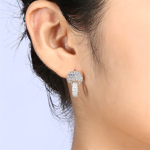 Bông Tai Bạc Nữ Đính Đá Mạ Vàng Trắng AvaJi AVJ.E000157.00 Màu Bạc