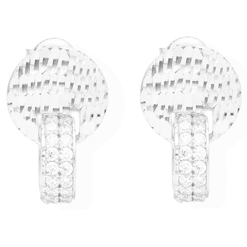 Bông Tai Bạc Nữ Đính Đá Mạ Vàng Trắng AvaJi AVJ.E000157.00 Màu Bạc