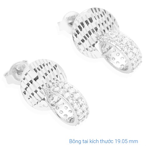 Bông Tai Bạc Nữ Đính Đá Mạ Vàng Trắng AvaJi AVJ.E000157.00 Màu Bạc