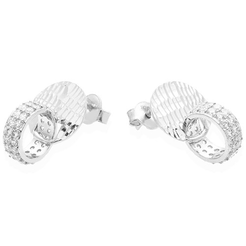 Bông Tai Bạc Nữ Đính Đá Mạ Vàng Trắng AvaJi AVJ.E000157.00 Màu Bạc