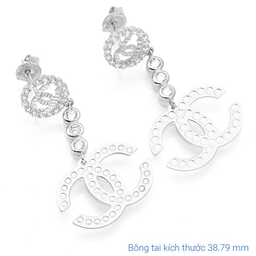 Bông Tai Bạc Nữ Đính Đá Mạ Vàng Trắng AvaJi AVJ.E000159.00 Màu Bạc