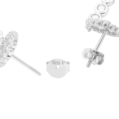 Bông Tai Bạc Nữ Đính Đá Mạ Vàng Trắng AvaJi AVJ.E000159.00 Màu Bạc