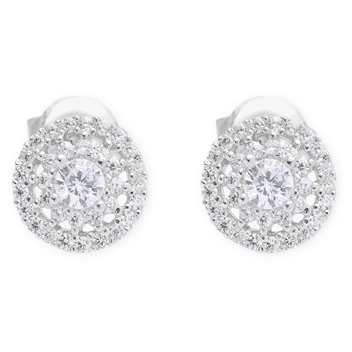 Bông Tai Bạc Nữ Đính Đá Mạ Vàng Trắng AvaJi AVJ.E000160.00 Màu Bạc