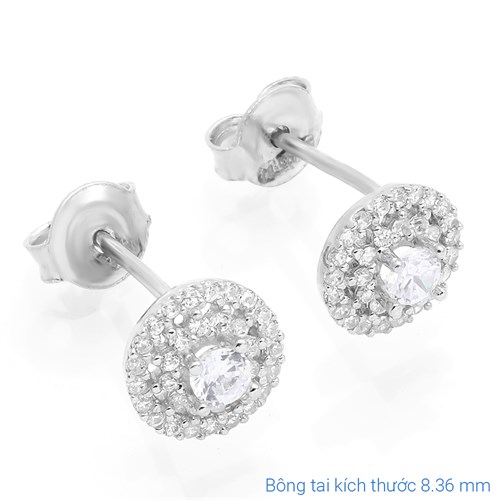 Bông Tai Bạc Nữ Đính Đá Mạ Vàng Trắng AvaJi AVJ.E000160.00 Màu Bạc