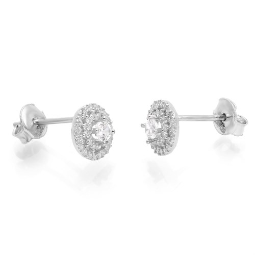 Bông Tai Bạc Nữ Đính Đá Mạ Vàng Trắng AvaJi AVJ.E000160.00 Màu Bạc