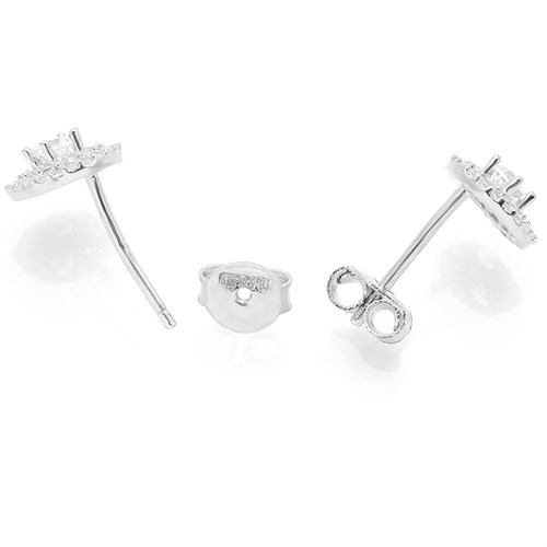 Bông Tai Bạc Nữ Đính Đá Mạ Vàng Trắng AvaJi AVJ.E000160.00 Màu Bạc