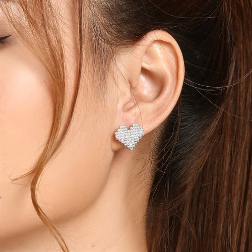 Bông Tai Bạc Nữ Đính Đá Mạ Vàng Trắng AvaJi AVJ.E000161.00