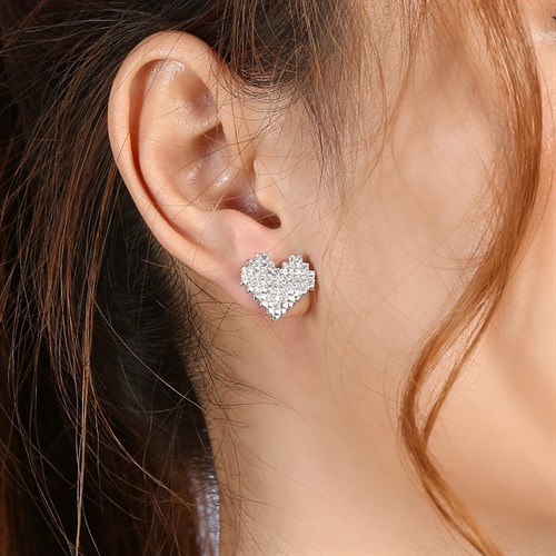 Bông Tai Bạc Nữ Đính Đá Mạ Vàng Trắng AvaJi AVJ.E000161.00