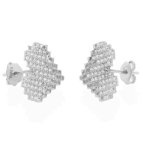 Bông Tai Bạc Nữ Đính Đá Mạ Vàng Trắng AvaJi AVJ.E000161.00