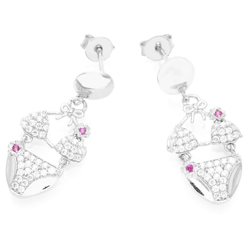 Bông Tai Bạc Nữ Đính Đá Mạ Vàng Trắng AvaJi AVJ.E000162.00 Màu Bạc